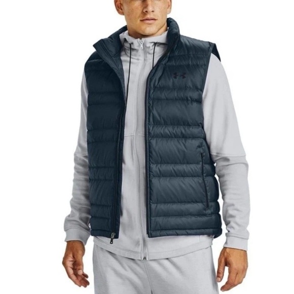 Under Armor Storm Cold Gear Puffer Vest Sz L Mechanic Blue 600 Down Outdoor NWT - Picture 2 of 15